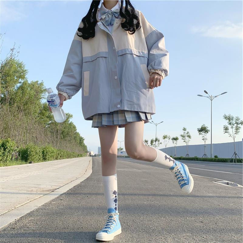 Blue Oversize Casual Kawaii Jacket