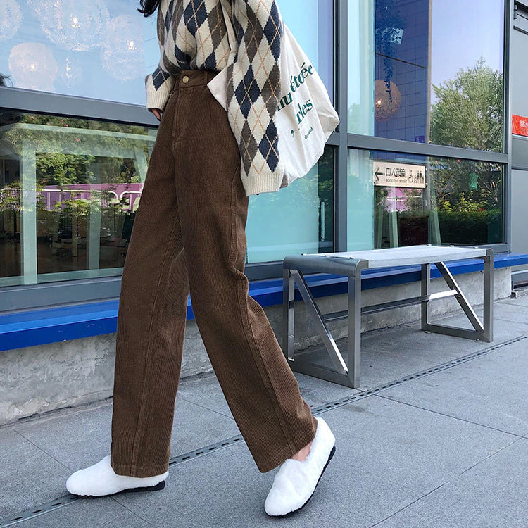 High Waist Full Corduroy Loose Pants