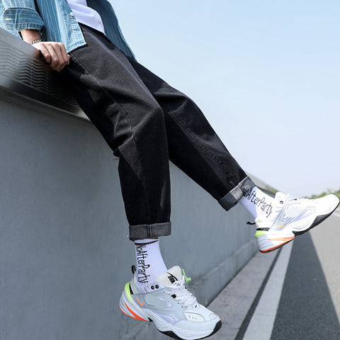 High Waist Long Slim Men Jeans Pants