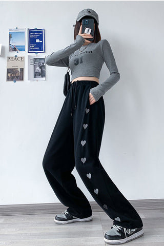 High Waist Love Printed Loose Sweatpants