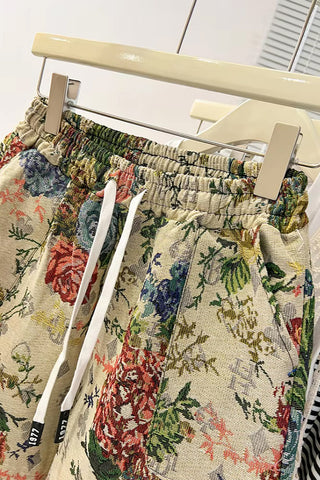 High Waist Floral Pattern Wide Leg Shorts