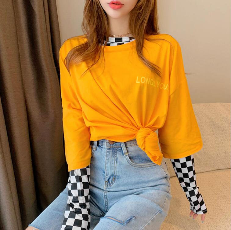 Checkerboard Pattern Slim Thin Long Sleeve Shirt