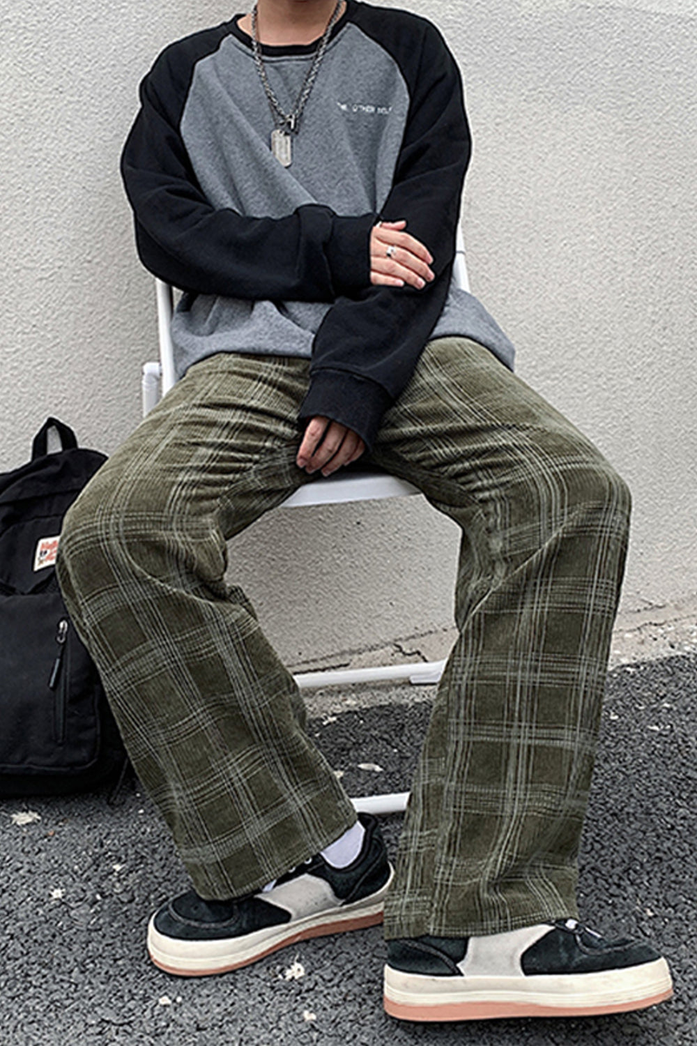 Casual Hip Hop Plaid Corduroy Loose Pants