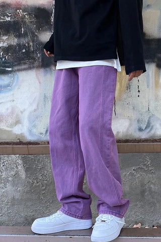 High Waist Hip Hop Purple Jeans Pants