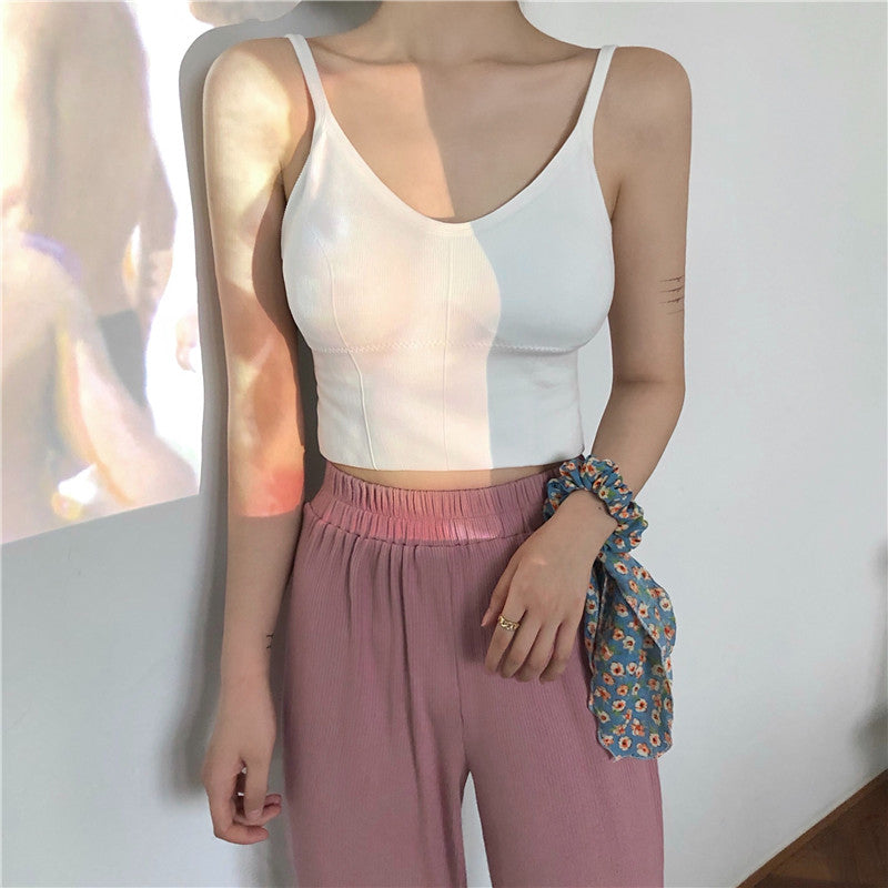 Sexy Chest Pad Stretchy Backless Crop Top