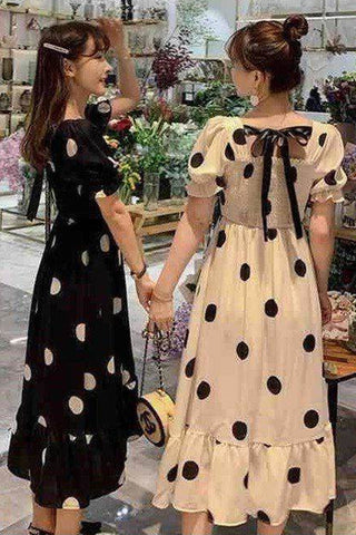 Short Sleeve Polka Dot Pattern Elegant Dress