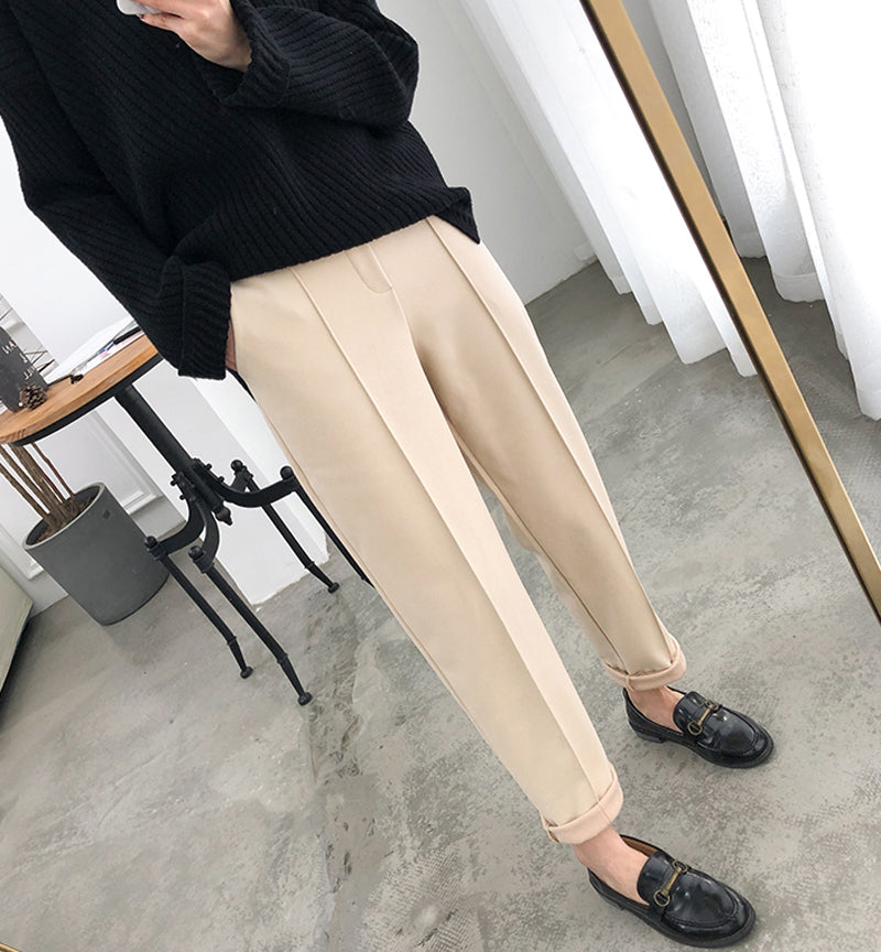 High Waist Vintage Wool Style Pants