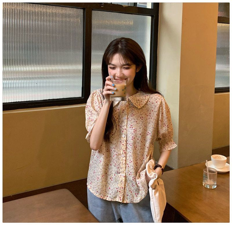 Casual Retro Floral Pattern Elegant Shirt