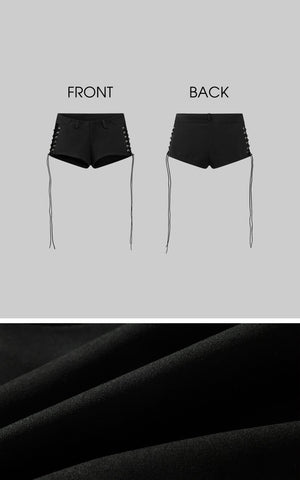 Side Lace-Up Utility Shorts with Elongated Drawstrings and Belt Loops