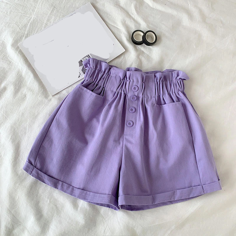 Elastic Waist Ruffle Elegant Summer Shorts