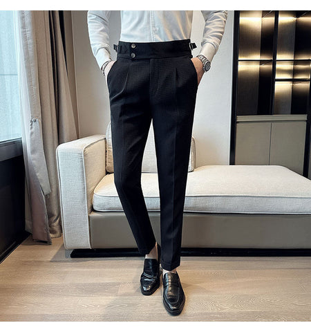 Pantalones largos de oficina elegantes y formales de cintura alta para hombre 