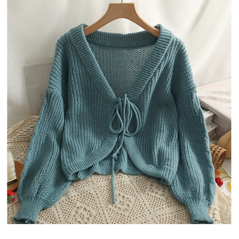 Front Tie Style Elegant Cardigan Sweater