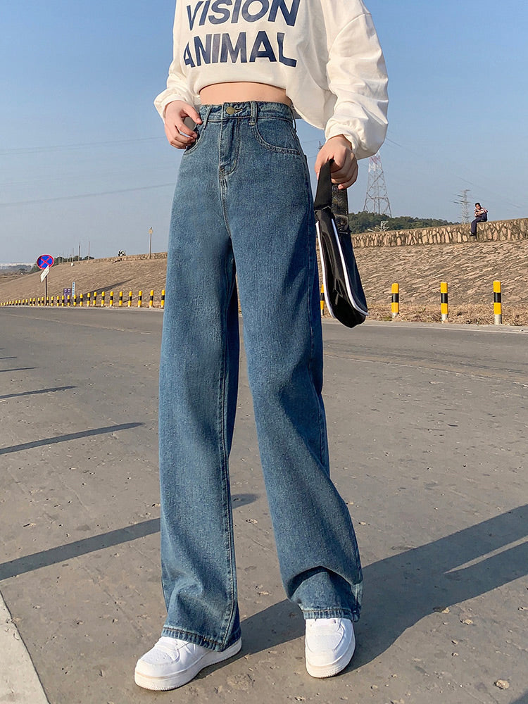 High Waist Vintage Wide Leg Full Length Jeans