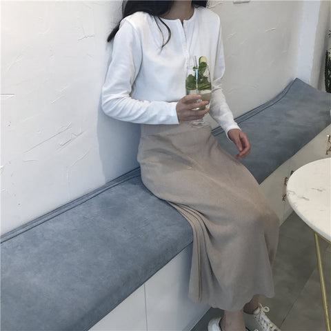 Long Sleeve Basic Colors Simple Shirt