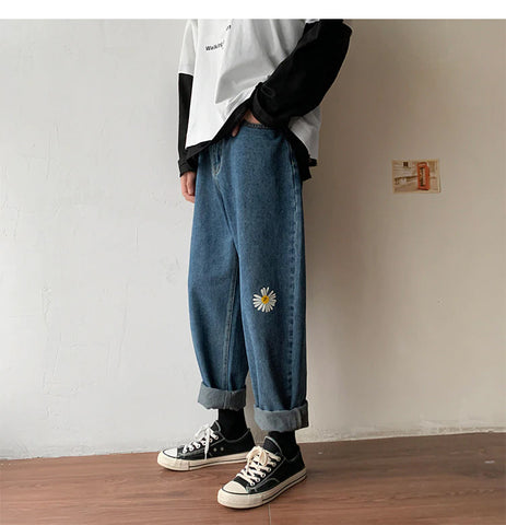 Daisy Embroidered Jeans Pants