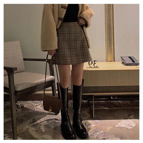 High Waist Sexy Casual Plaid Mini Skirts