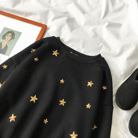 Sequin Stars O-Neck Sweater