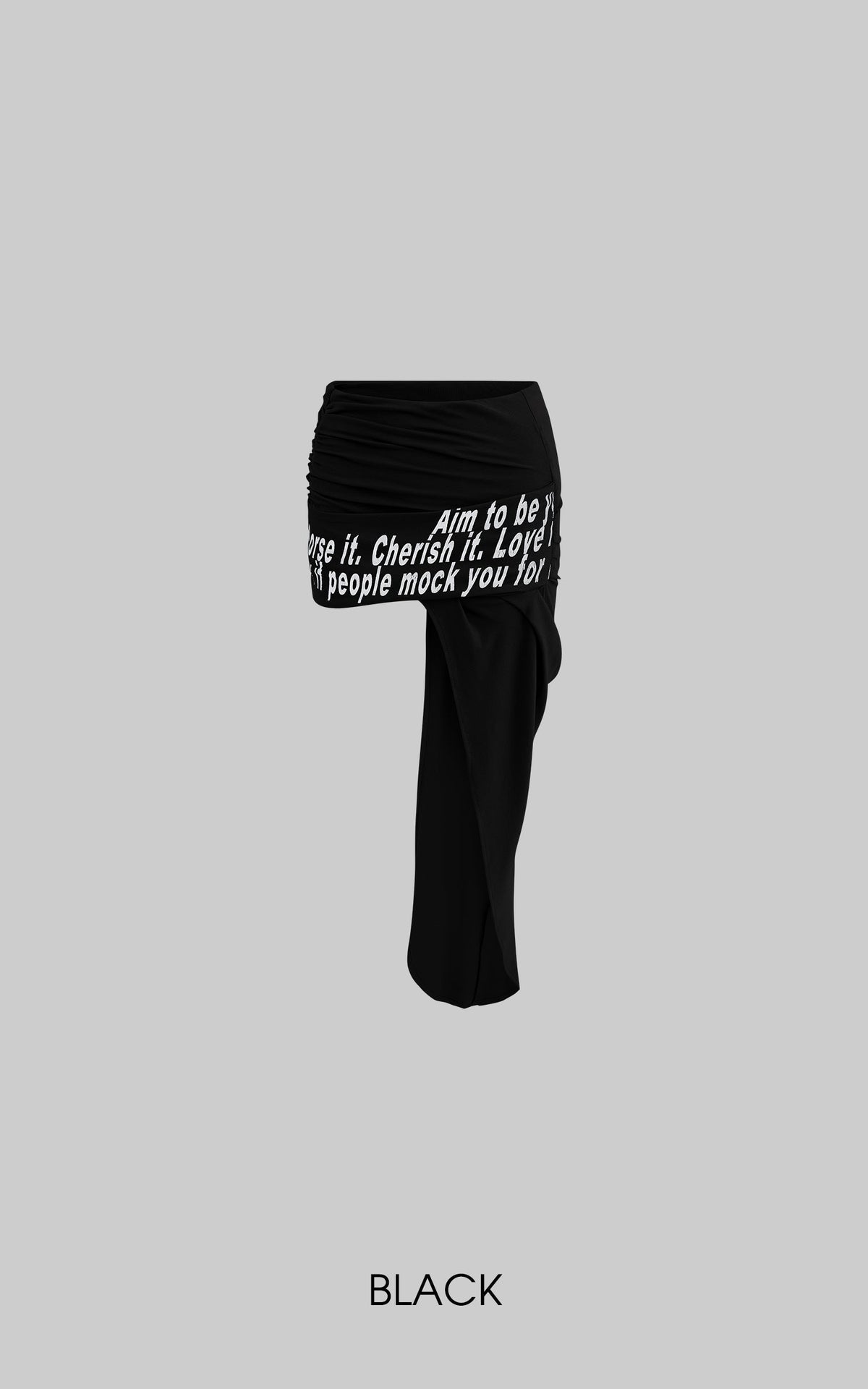 Asymmetrical Text Print Skirt