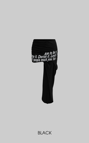 Asymmetrical Text Print Skirt