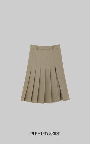 Asymmetrical vest with skirt & pleated skirt set