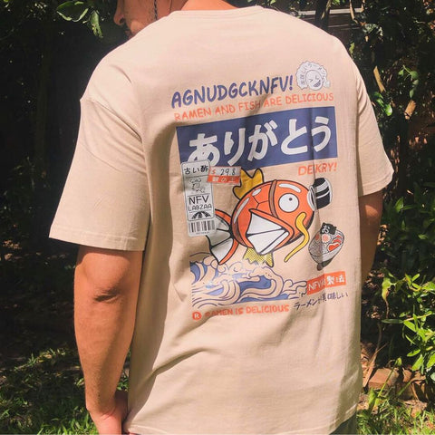 Camiseta de calle Magikarp Ramen y Pescado