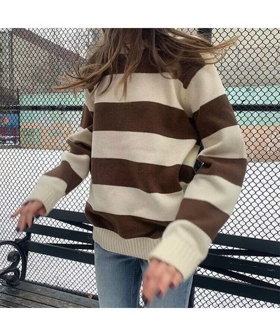 Striped Crew Neck Knit Sweater