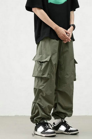 Elastic Waist Side Pocket Cargo Pants