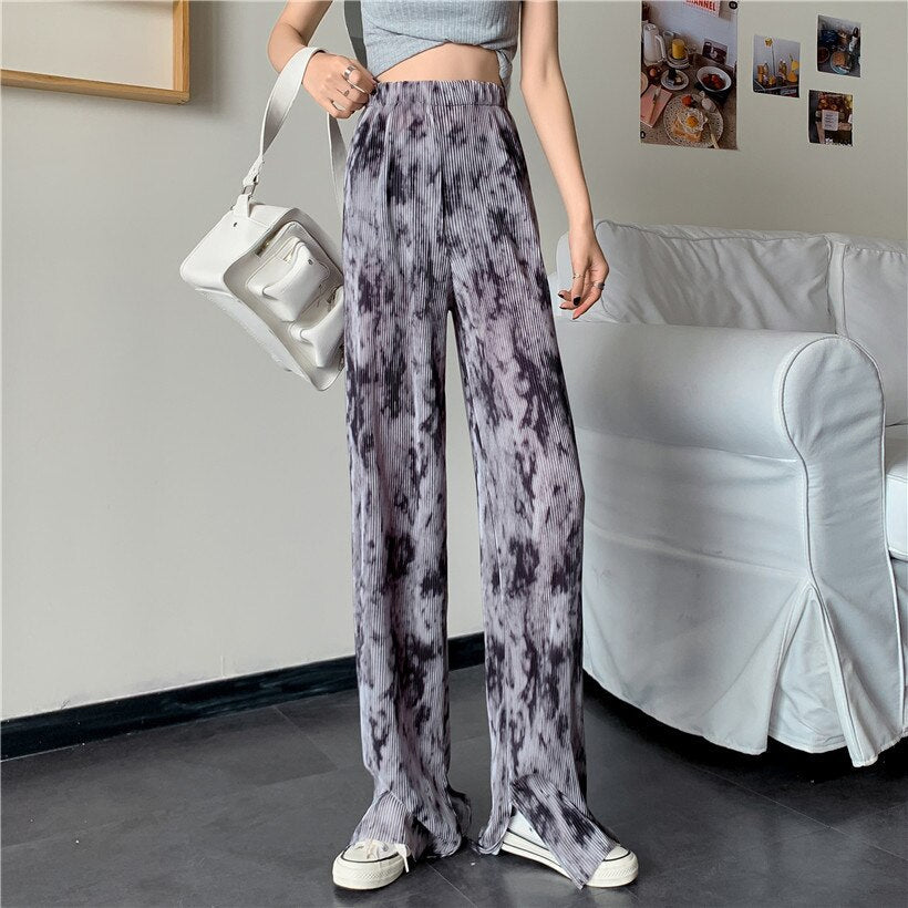 Sexy Wide Leg Elastic Tie Dye Long Pants