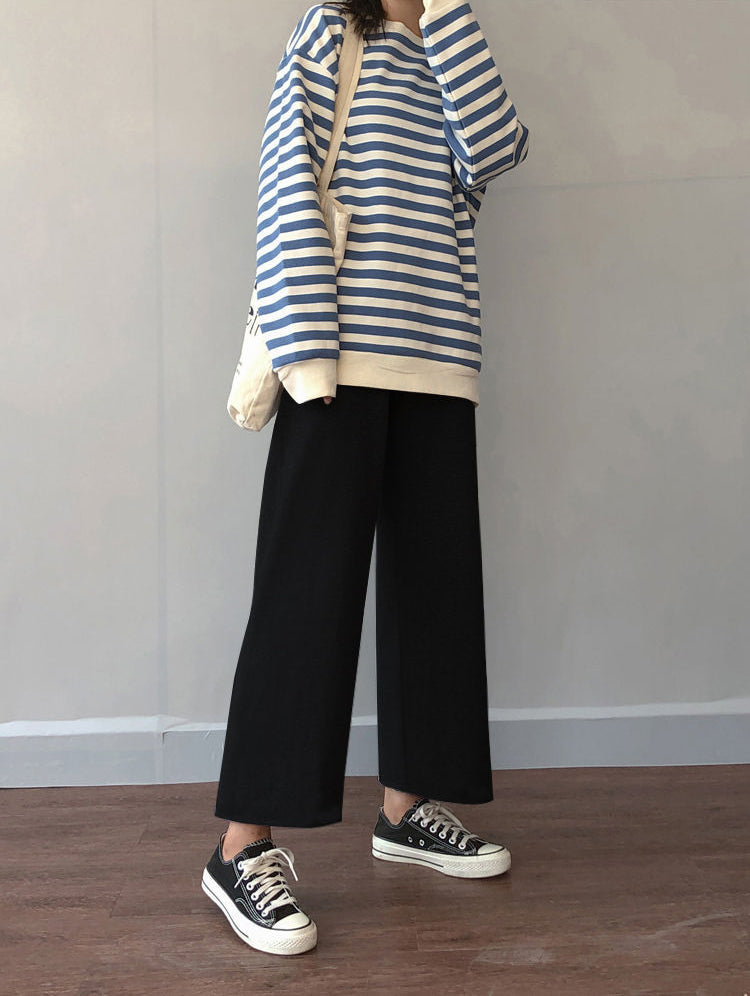 Casual Wide Leg Ankle Length Loose Pants