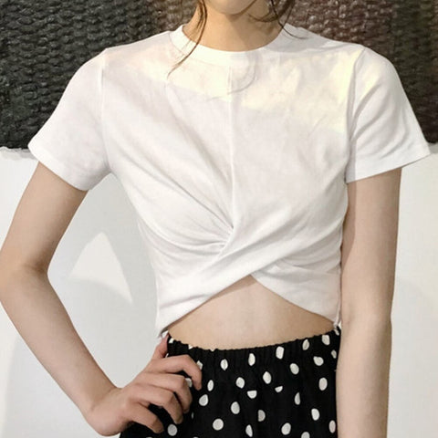 Sexy Solid Criss Cross Slim Shirt