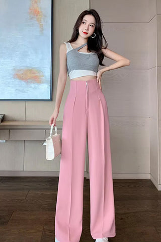 High Waist Zipper Loose Office Pants