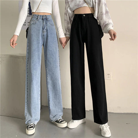 High Waist Retro Regular Long Jeans Pants