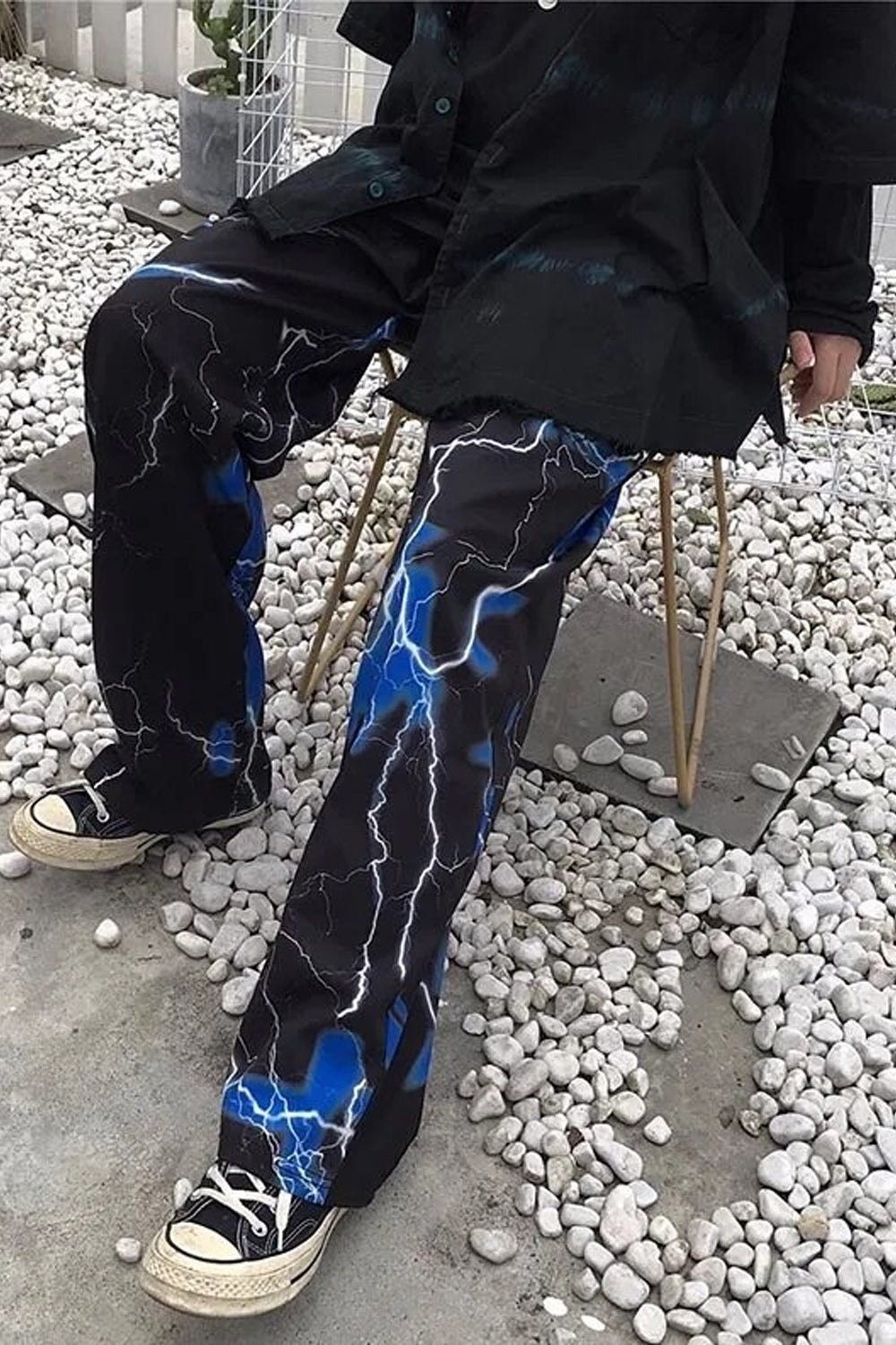 Pantalones largos de hip hop con estampado de relámpagos y truenos 