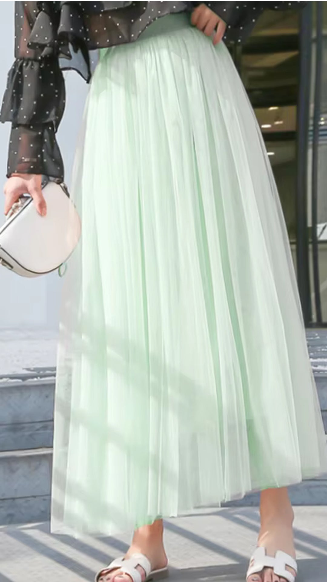 High Elastic Waist Tulle Long Mesh Skirts