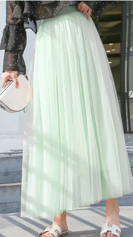 High Elastic Waist Tulle Long Mesh Skirts