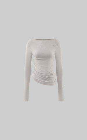 Asymmetric Long Sleeve T-Shirt with Logo Print