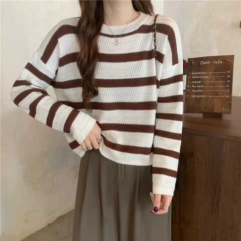 O-Neck Striped Casual Knitted Sweater