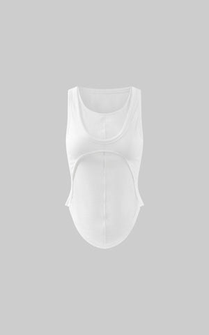 Deconstructed Layered Tank Top with Cutout Back Design