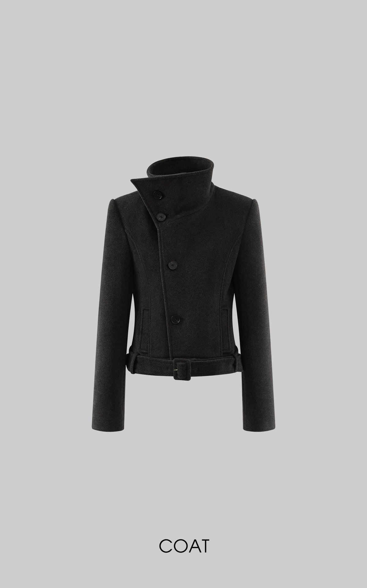 Structured Cropped Wool Coat and Pleated Mini Skirt Set