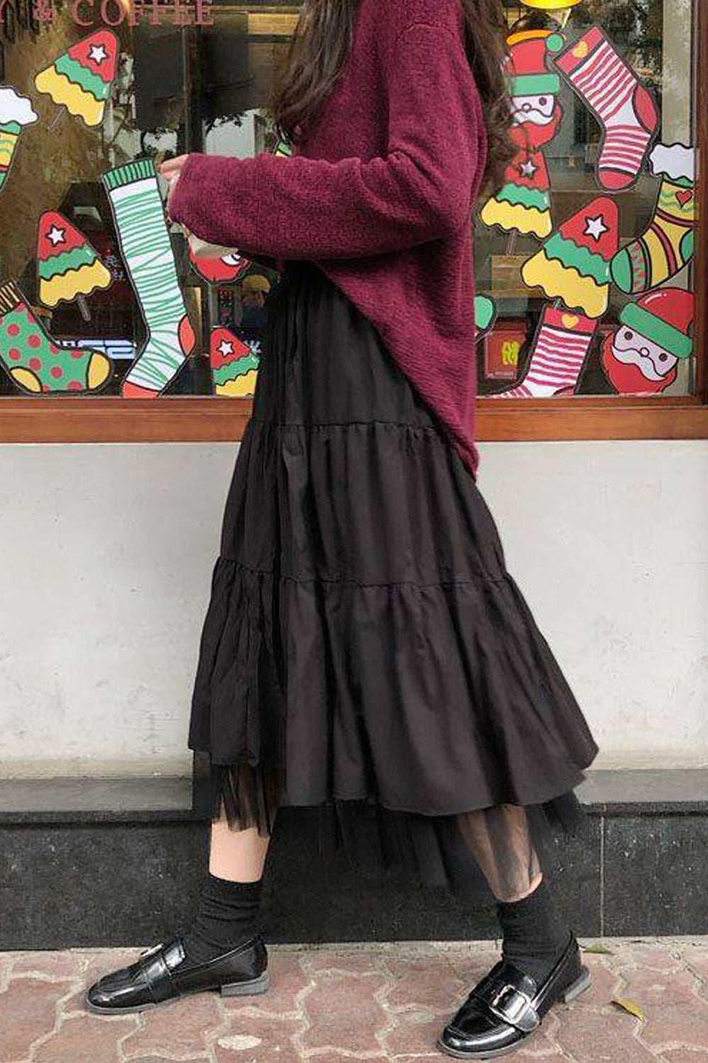 High Waist Elastic Long Mesh Skirts