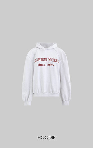 Retro Lettering Print Hoodie + High-Waisted Shorts Set