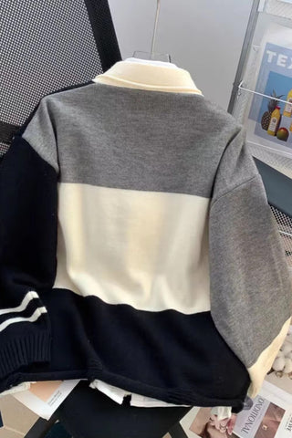 Long Sleeve Stars Pattern Combination Cardigan Sweater