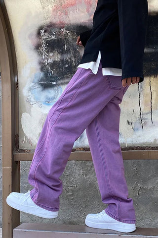 High Waist Hip Hop Purple Jeans Pants