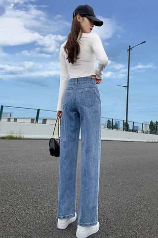 High Waist Long Solid Slim Jeans Pants