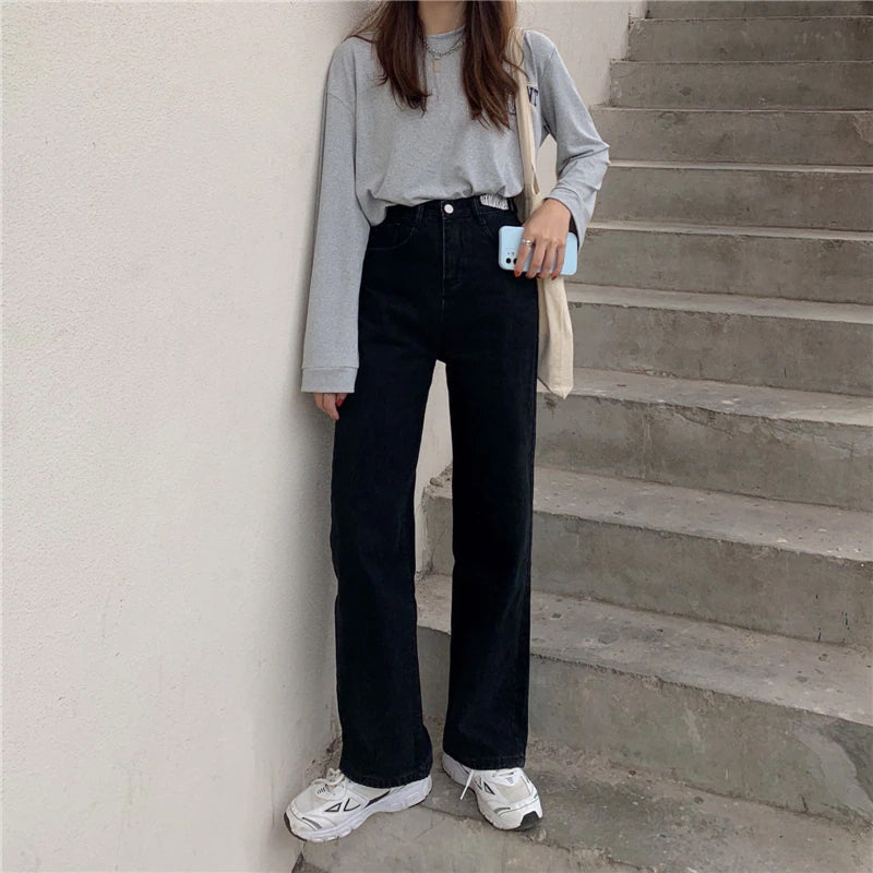 High Waist Vintage Wide Leg Retro Jeans Pants