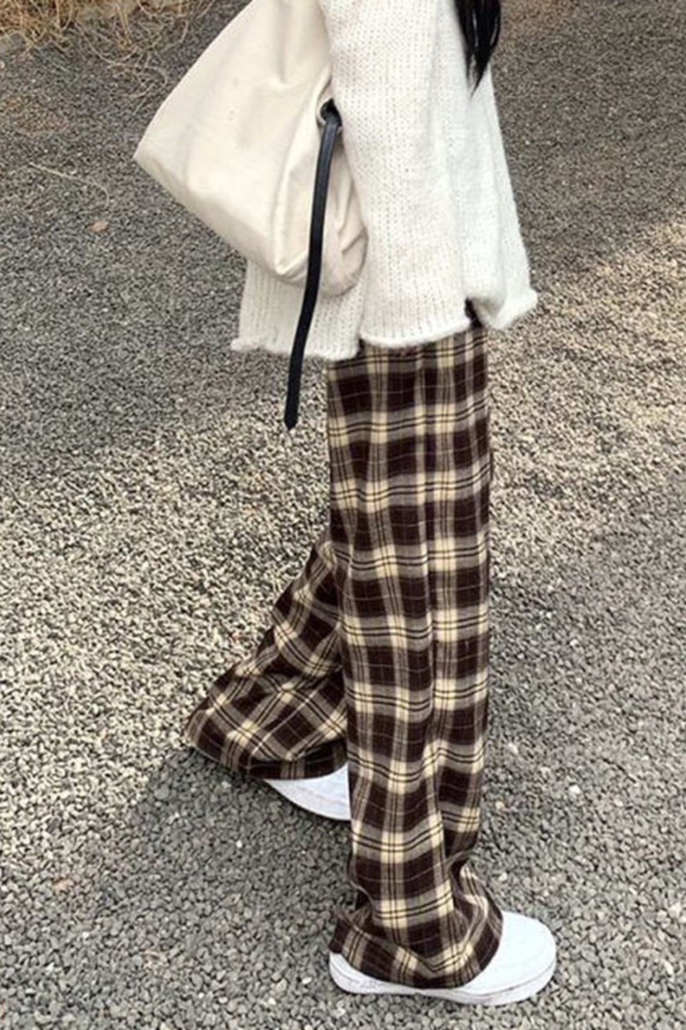 Loose Hip Hop Coffee Plaid Pants