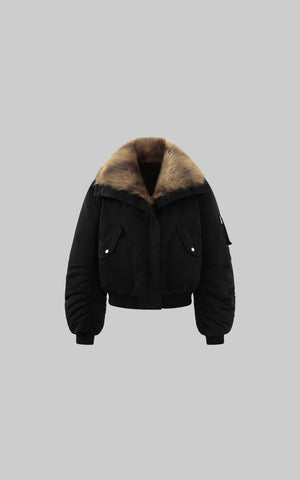 Faux Fur Collar Cropped Down Jacket
