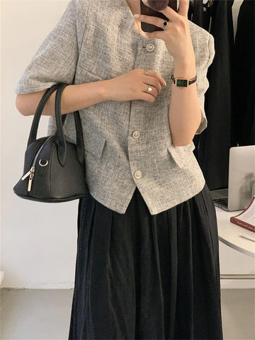 Short Sleeve Elegant Slim Office Blazers