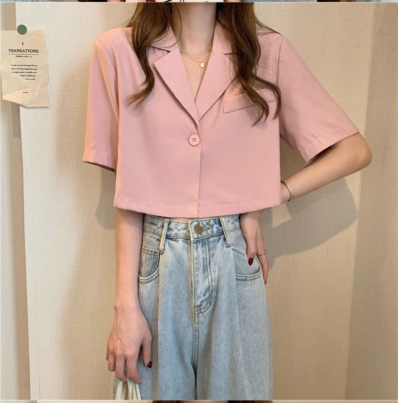 Camisa tipo blusa de oficina corta de manga corta 