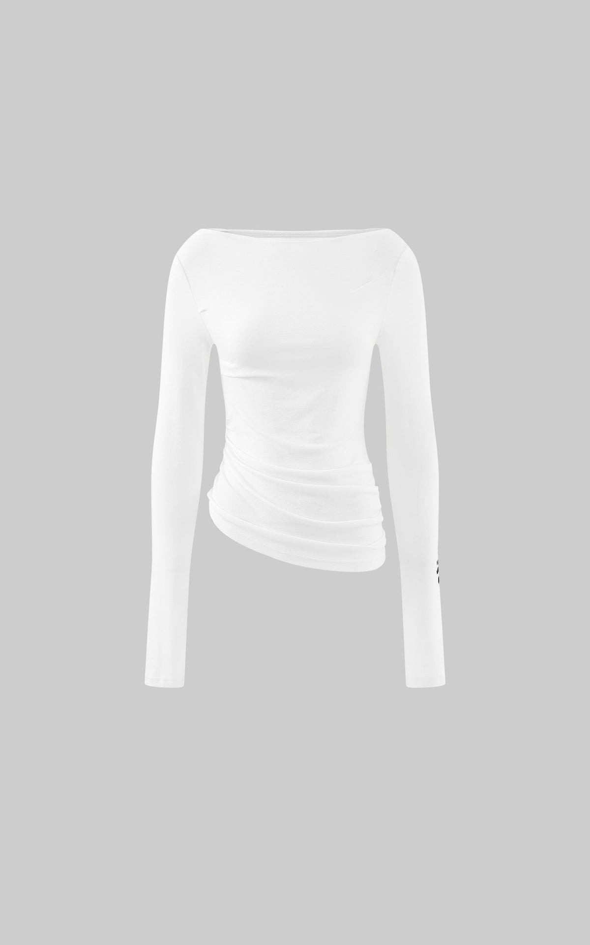 Asymmetric Draped Long Sleeve Fitted Top